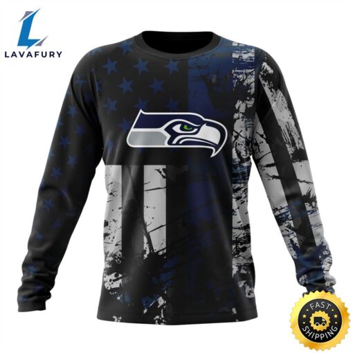 Personalized Seattle Seahawks Classic Grunge American Flag Vetaran 3D Shirt Unisex