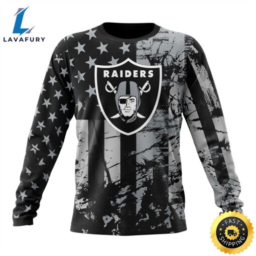 Personalized Las Vegas Raiders Classic Grunge American Flag Vetaran 3D Shirt Unisex