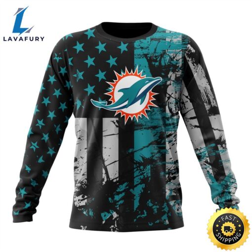 Personalized Miami Dolphins Classic Grunge American Flag Vetaran 3D Shirt Unisex