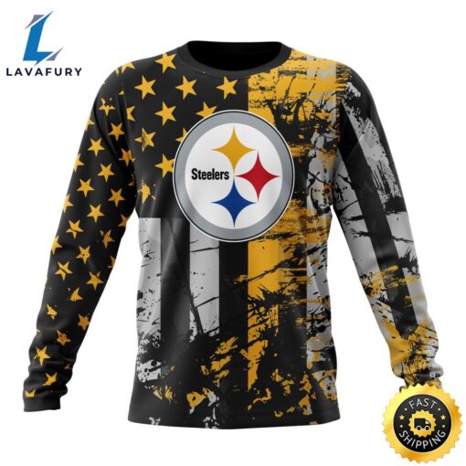 Personalized Pittsburgh Steelers Classic Grunge American Flag Vetaran 3D Shirt Unisex