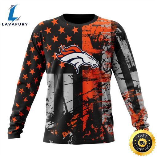 Personalized Denver Broncos Classic Grunge American Flag Vetaran 3D Shirt Unisex