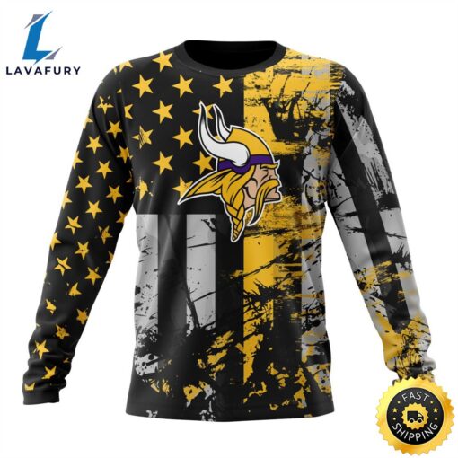 Personalized Minnesota Vikings Classic Grunge American Flag Vetaran 3D Shirt Unisex