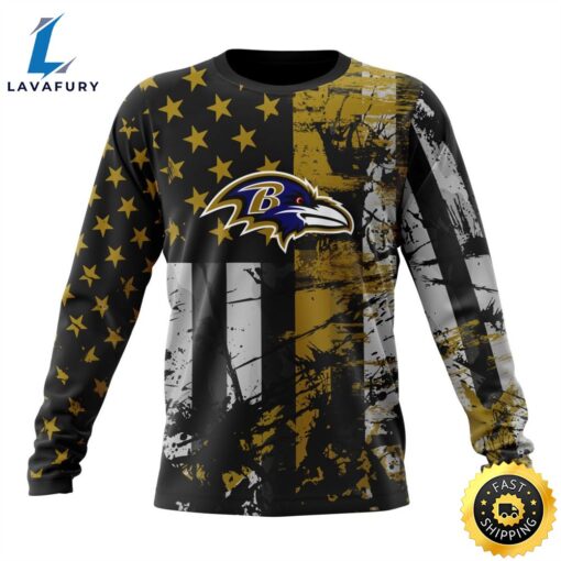 Personalized Baltimore Ravens Classic Grunge American Flag Vetaran 3D Shirt Unisex