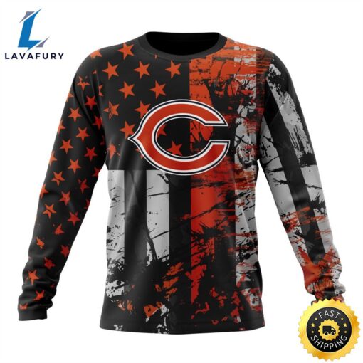 Personalized Chicago Bears Classic Grunge American Flag Vetaran 3D Shirt Unisex