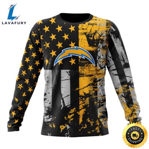 Personalized Los Angeles Chargers Classic Grunge American Flag Vetaran 3D Shirt Unisex