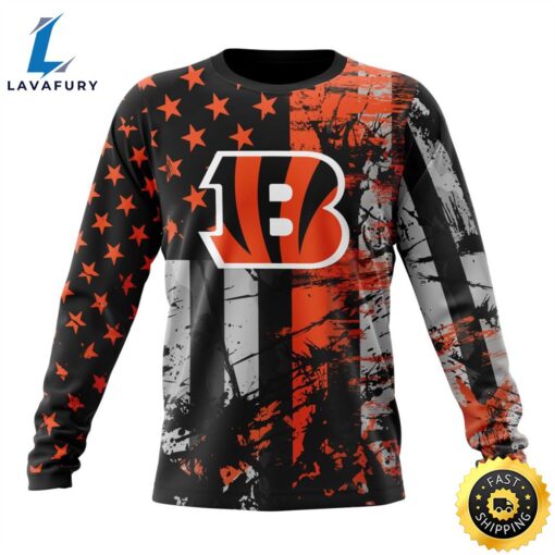 Personalized Cincinnati Bengals Classic Grunge American Flag Vetaran 3D Shirt Unisex