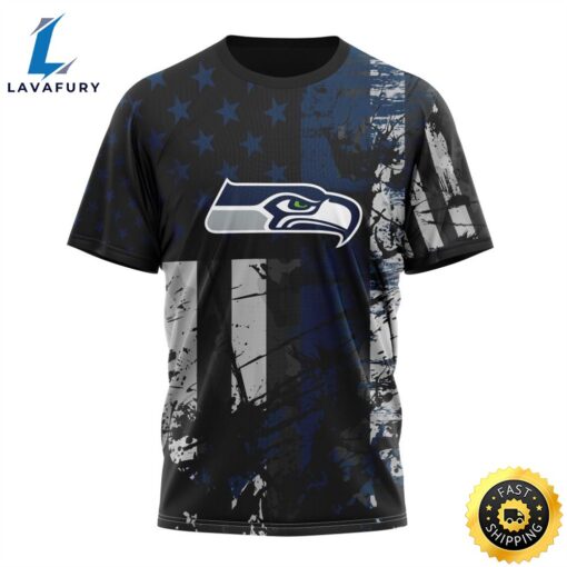 Personalized Seattle Seahawks Classic Grunge American Flag Vetaran 3D Shirt Unisex