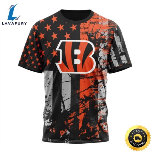 Personalized Cincinnati Bengals Classic Grunge American Flag Vetaran 3D Shirt Unisex