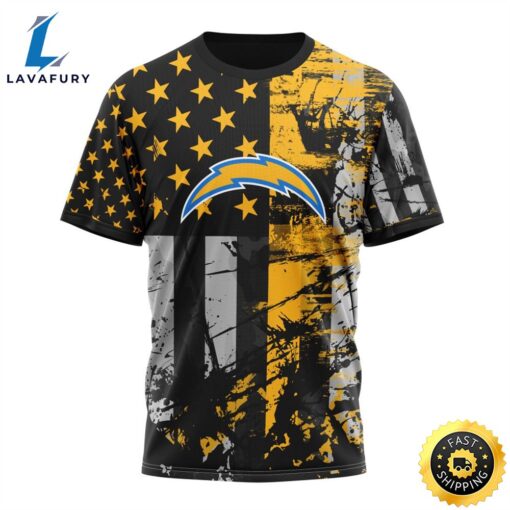 Personalized Los Angeles Chargers Classic Grunge American Flag Vetaran 3D Shirt Unisex