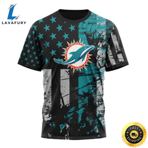 Personalized Miami Dolphins Classic Grunge American Flag Vetaran 3D Shirt Unisex