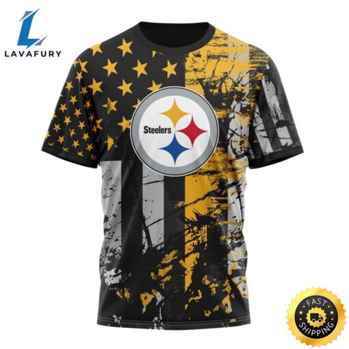 Personalized Pittsburgh Steelers Classic Grunge American Flag Vetaran 3D Shirt Unisex