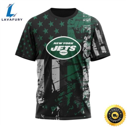 Personalized New York Jets Classic Grunge American Flag Vetaran 3D Shirt Unisex