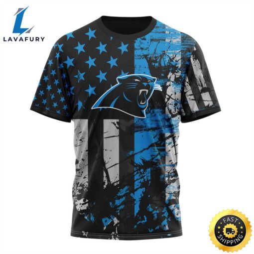 Personalized Carolina Panthers Classic Grunge American Flag Vetaran 3D Shirt Unisex