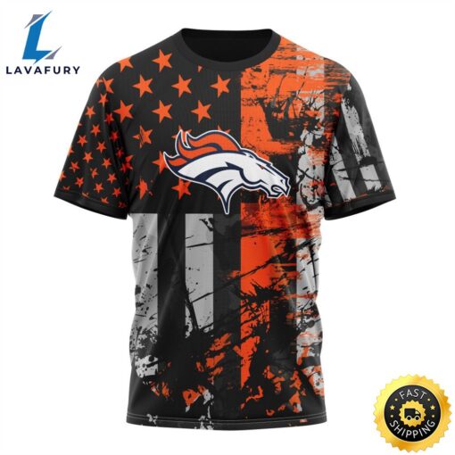 Personalized Denver Broncos Classic Grunge American Flag Vetaran 3D Shirt Unisex