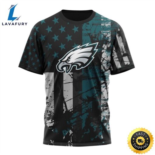 Personalized Philadelphia Eagles Classic Grunge American Flag Vetaran 3D Shirt Unisex