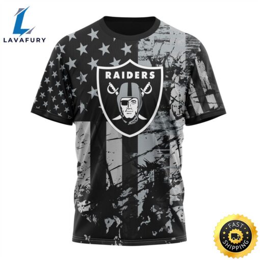 Personalized Las Vegas Raiders Classic Grunge American Flag Vetaran 3D Shirt Unisex