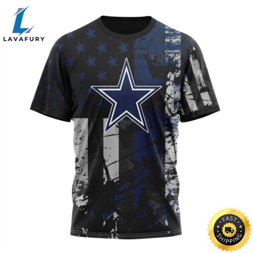 Personalized Dallas Cowboys Classic Grunge American Flag Vetaran 3D Shirt Unisex