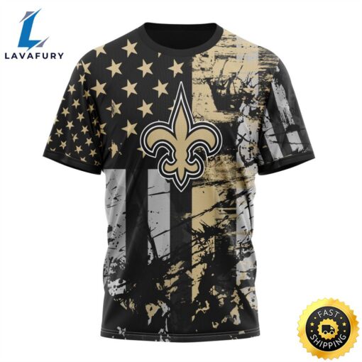 Personalized New Orleans Saints Classic Grunge American Flag Vetaran 3D Shirt Unisex