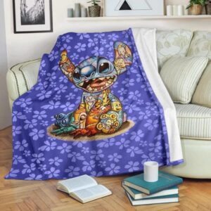 Aloha Stitch Fleece Blanket For Bedding Decor Gift