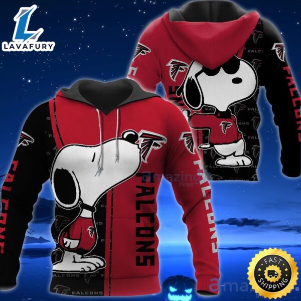 Atlanta Falcons Snoopy All Over Printed 3D T-Shirt Hoodie