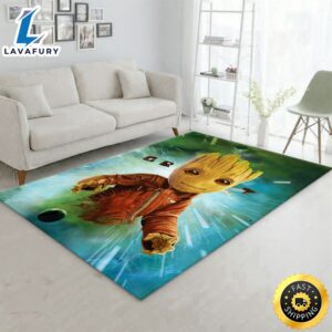 Baby Groot In Space Area Rug Living Room Rug Floor Decor Home Decor