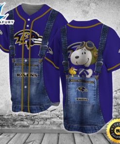 Baltimore Ravens NFL Baseball Jersey Shirt Snoopy