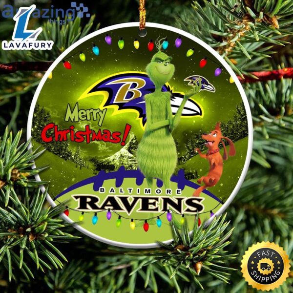 Baltimore Ravens NFL Funny Grinch Christmas Ornaments