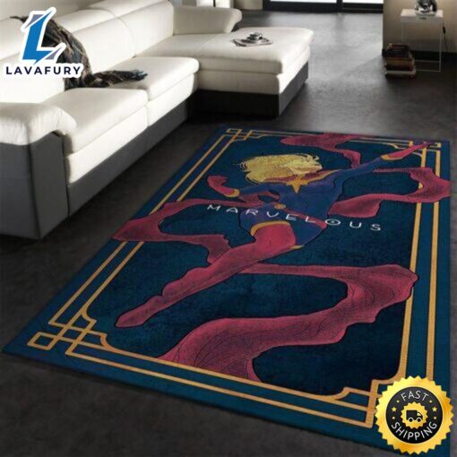 Captain Marvel Avengers Superheroes Love Marvel Christmas Rug