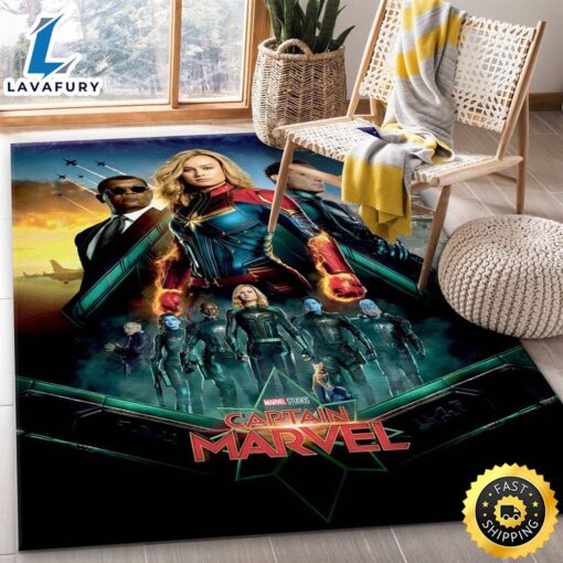 Captain Marvel Movie Super Hero Marvel Christmas Rug