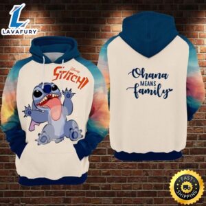 Cartoon Lilo And Stitch Ohana Means Family 3d All Over Print Hoodie