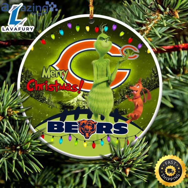 Chicago Bears NFL Funny Grinch Christmas Ornaments