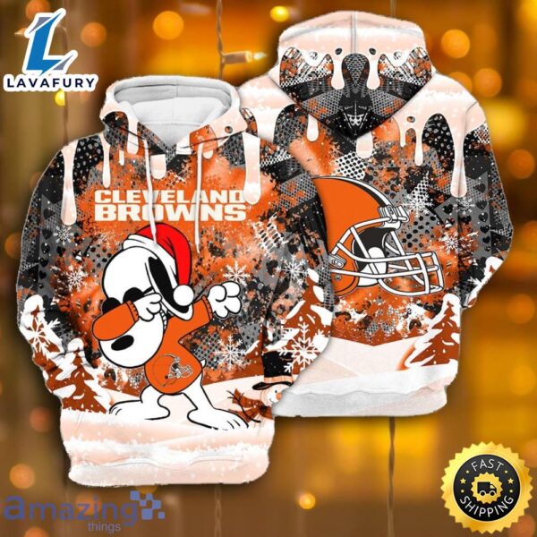 Cleveland Browns Snoopy Dabbing The Peanuts Sports Football American Christmas All Over Print 3D Hoodie