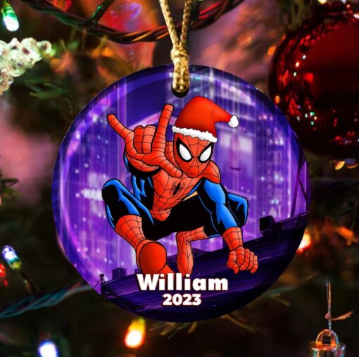 Custom Spiderman Ornament, Spiderman Christmas 2023 Ornament Film