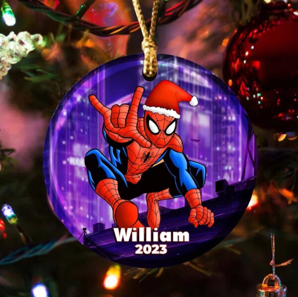 Custom Spiderman Ornament, Spiderman Christmas 2023 Ornament Film