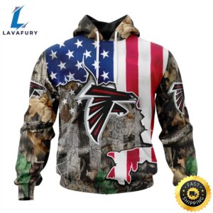 Customized NFL Atlanta Falcons USA Flag Camo Realtree Hunting Vetaran 3D Shirt Unisex