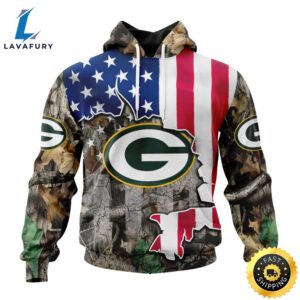 Customized NFL Green Bay Packers USA Flag Camo Realtree Hunting Vetaran 3D Shirt Unisex