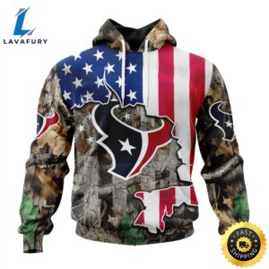 Customized NFL Houston Texans USA Flag Camo Realtree Hunting Vetaran 3D Shirt Unisex