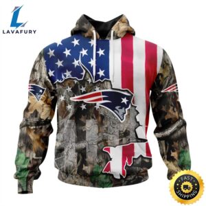 Customized NFL New England Patriots USA Flag Camo Realtree Hunting Vetaran 3D Shirt Unisex