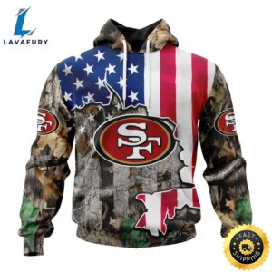 Customized NFL San Francisco 49ers USA Flag Camo Realtree Hunting Vetaran 3D Shirt Unisex