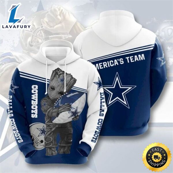 Dallas Cowboys Football Groot 3d Hoodie All Over Print Gifts For Dallas Cowboys Fans