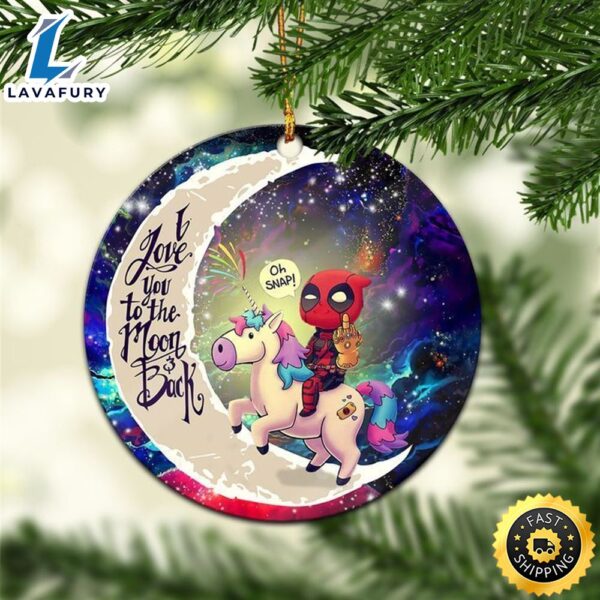 Deadpool Riding Unicorn I Love You To The Moon And Back Christmas Ornament