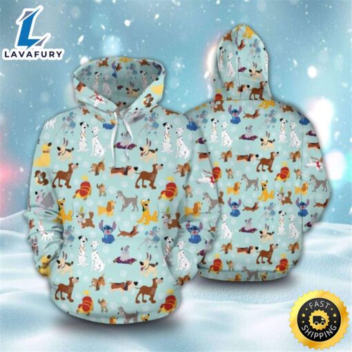 Disney Dog Blue Stitch 3d All Over Print Hoodie