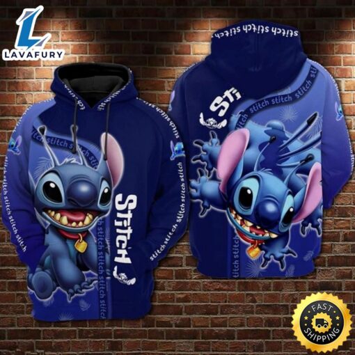 Disney Lilo And Stitch Cute 3d Zip Hoodie