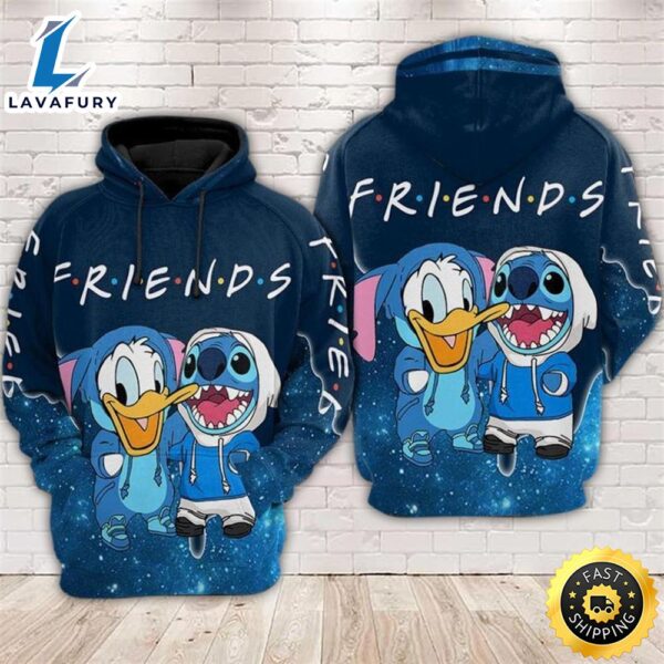 Disney Stitch And Donald Duck Are Friends 3d 2 Hoodie