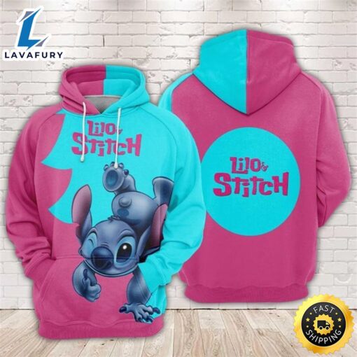 Disney Stitch And Lilo Over Print 3d Zip Hoodie