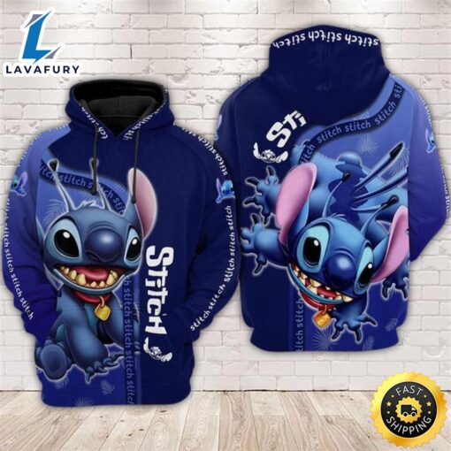 Disney Stitch Flying 3d T Shirt Zip Bomber Hoodie