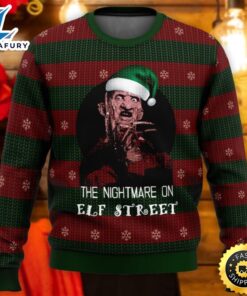 Freddy Krueger The Nightmare On Elf Street Halloween Ugly Christmas Sweater