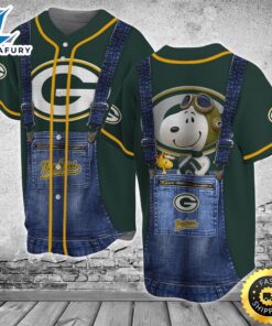 Green Bay Packers NFL Baseball Jersey Shirt Snoopy for Fans