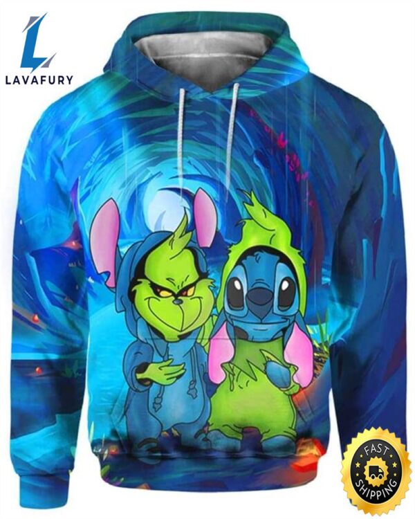 Grinch And Stitch 3d All Over Print Hoodie