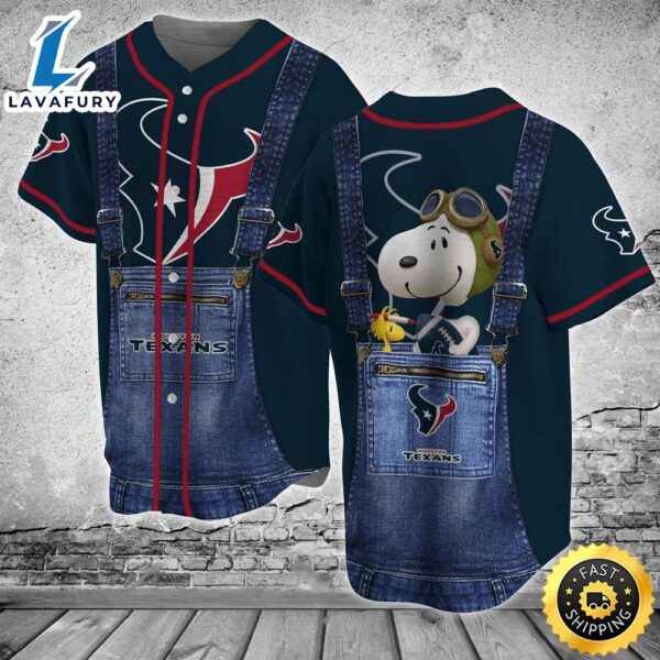 Houston Texans Snoopy Baseball Jersey Shirt  Perfect Gift For Fans